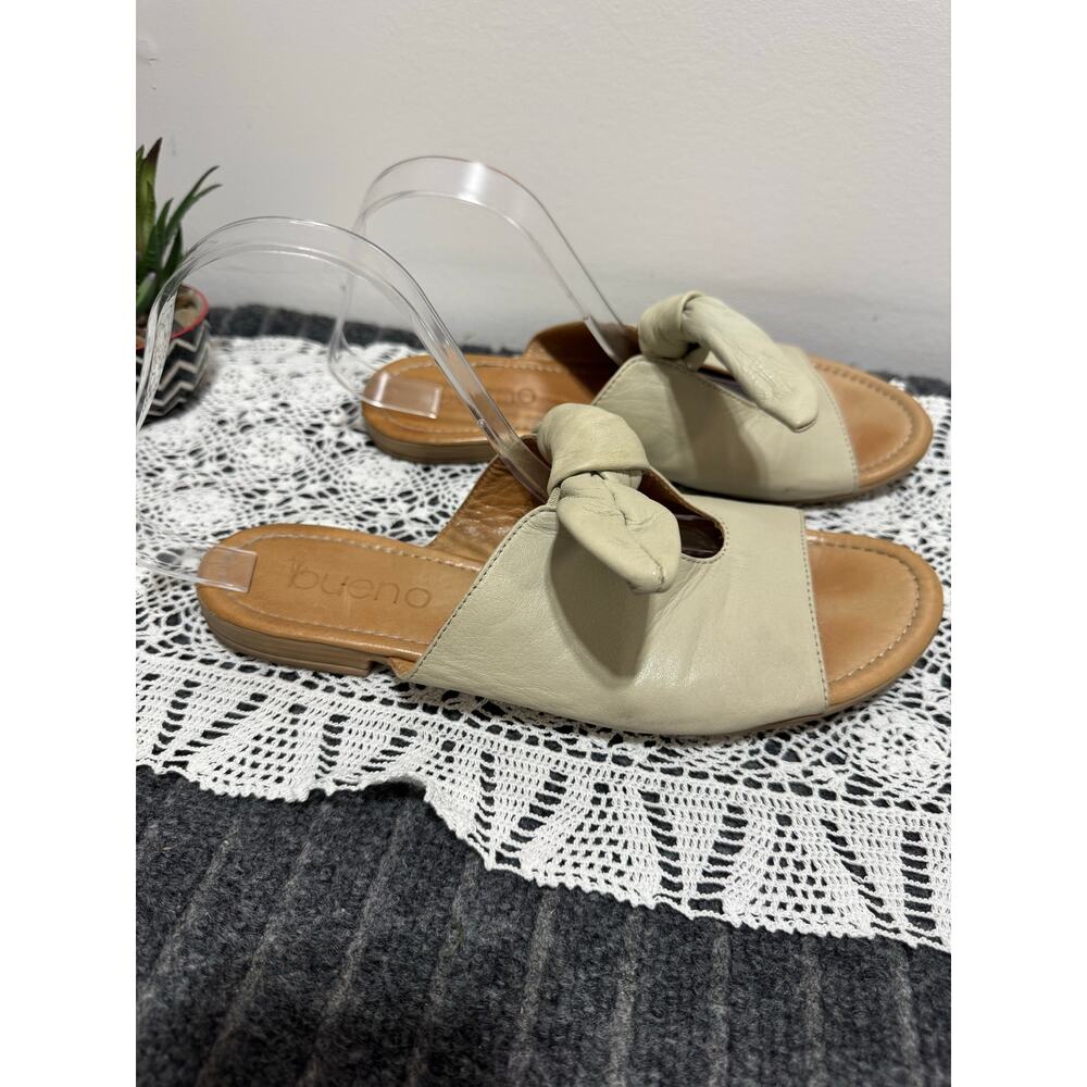Bueno Joley Leather Tie Bow Slide Sandals Bamboo Size 10.5 - Picture 2 of 9